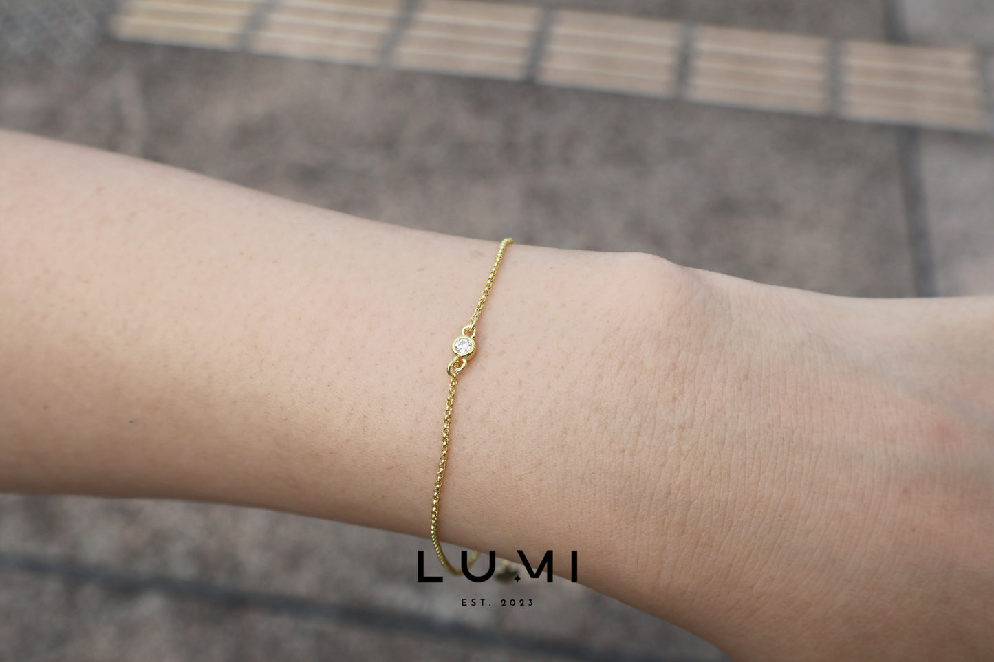 LUMI - 14k Yellow Gold Plated, Sterling Silver Bezel setting Bracelet