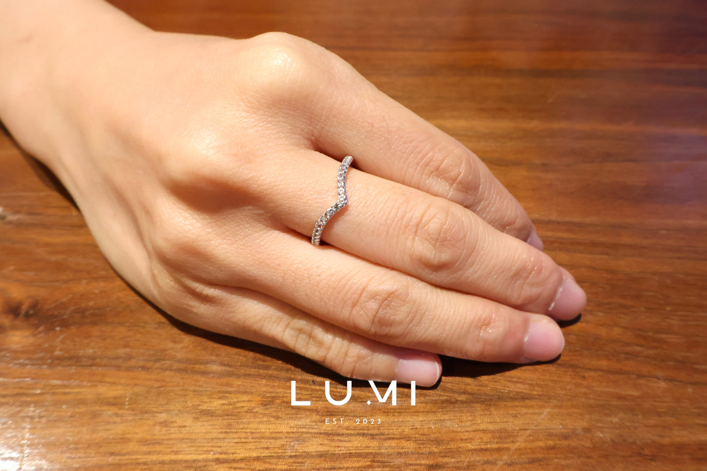 LUMI - Rhodium Plated, Sterling Silver, Natural Topaz V Ring