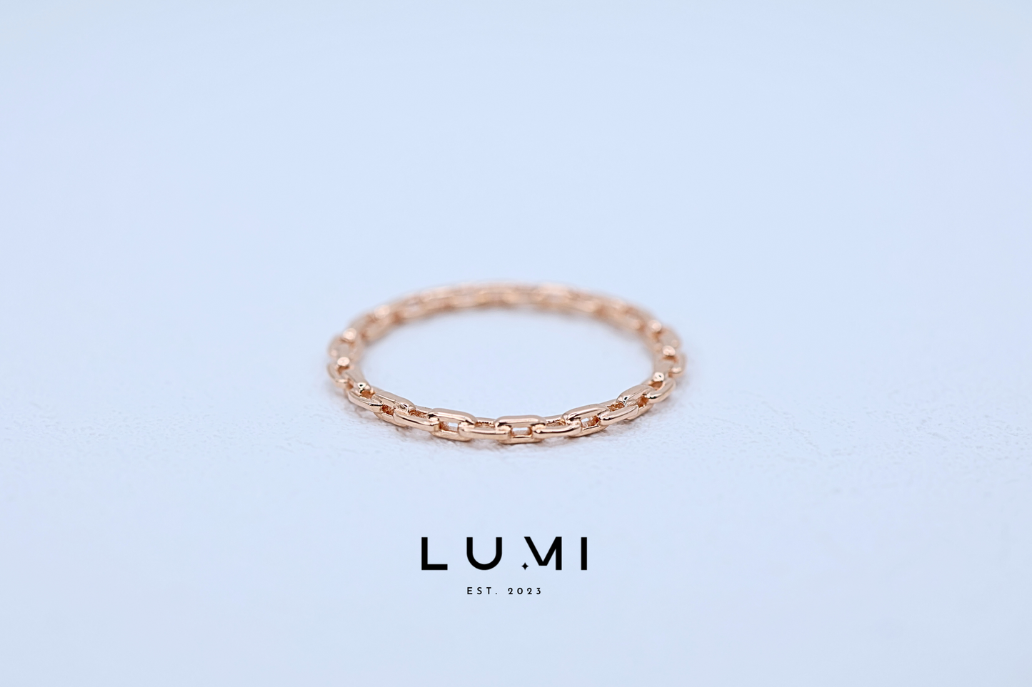 LUMI - 14k Rose Gold Plated, Sterling Silver Solid Chain ring