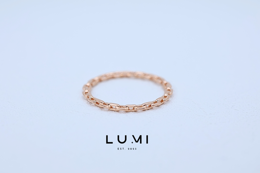 LUMI - 14k Rose Gold Plated, Sterling Silver Solid Chain ring