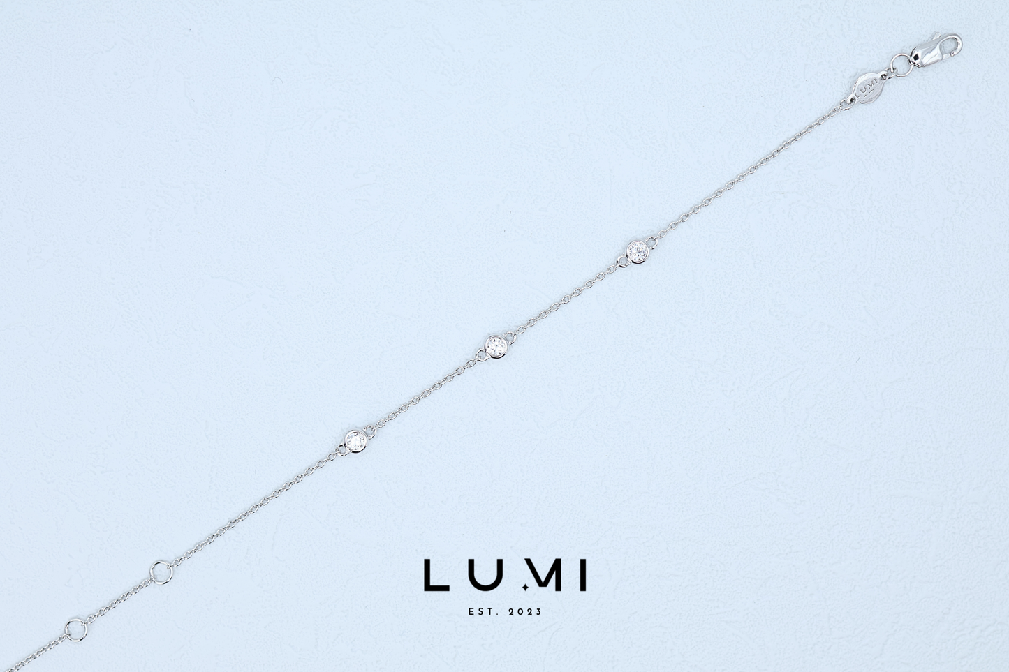LUMI - Rhodium Plated Plated, Sterling Silver Bezel setting Bracelet