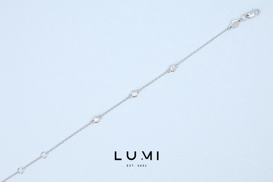 LUMI - Rhodium Plated Plated, Sterling Silver Bezel setting Bracelet
