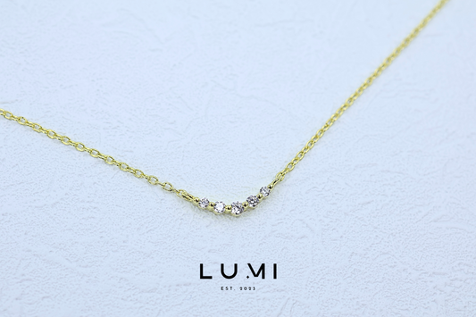 LUMI - 14k Yellow Gold Plated, Sterling Silver 5 Stones setting Necklace