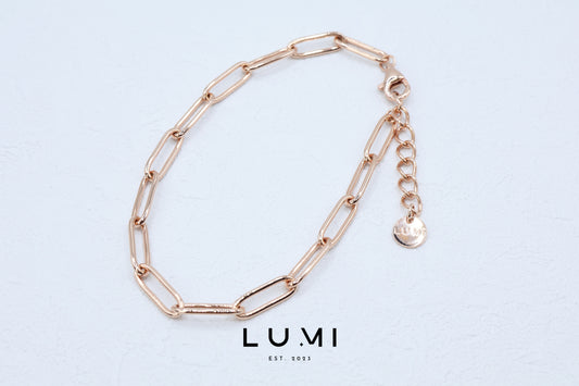 LUMI - 18k Rose Gold Vermeil, Sterling Silver Paper Clip Bracelet