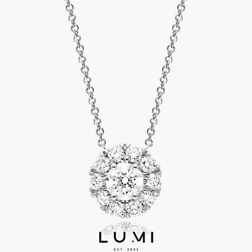 LUMI 18k Solid Gold - IGI Hearts &amp; Arrows 2.74 ctw, Lab Grown Diamond Necklace