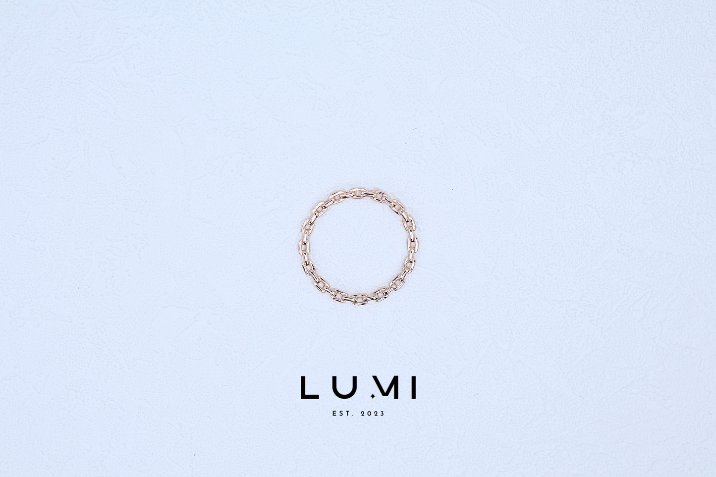 LUMI - 14k Rose Gold Plated, Sterling Silver Solid Chain ring
