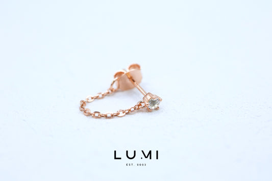 LUMI - 18k Rose Gold Plated, Sterling Silver, Natural Topaz Chain Earring