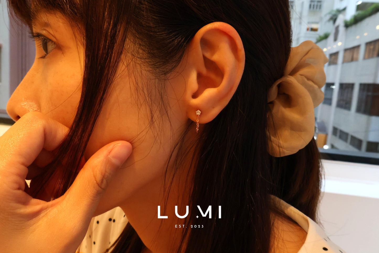 LUMI - 18k Rose Gold Plated, Sterling Silver, Natural Topaz Chain Earring