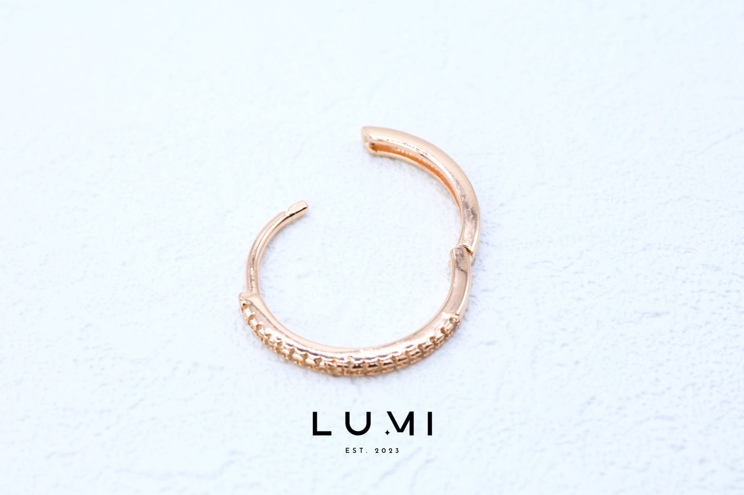 LUMI - 18k Rose Gold Plated, Sterling Silver, Natural Topaz Huggies Earring