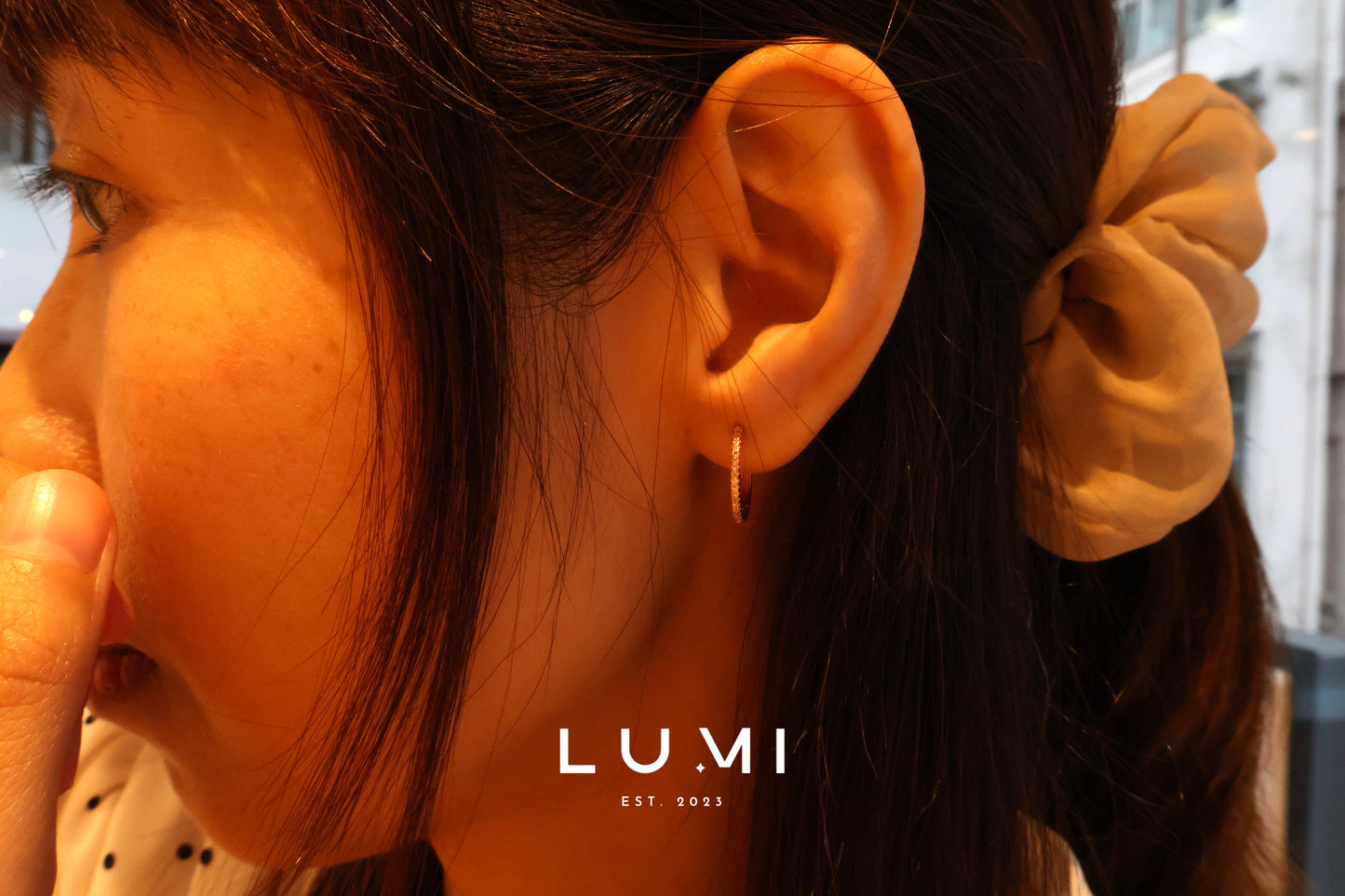 LUMI - 18k Rose Gold Plated, Sterling Silver, Natural Topaz Huggies Earring
