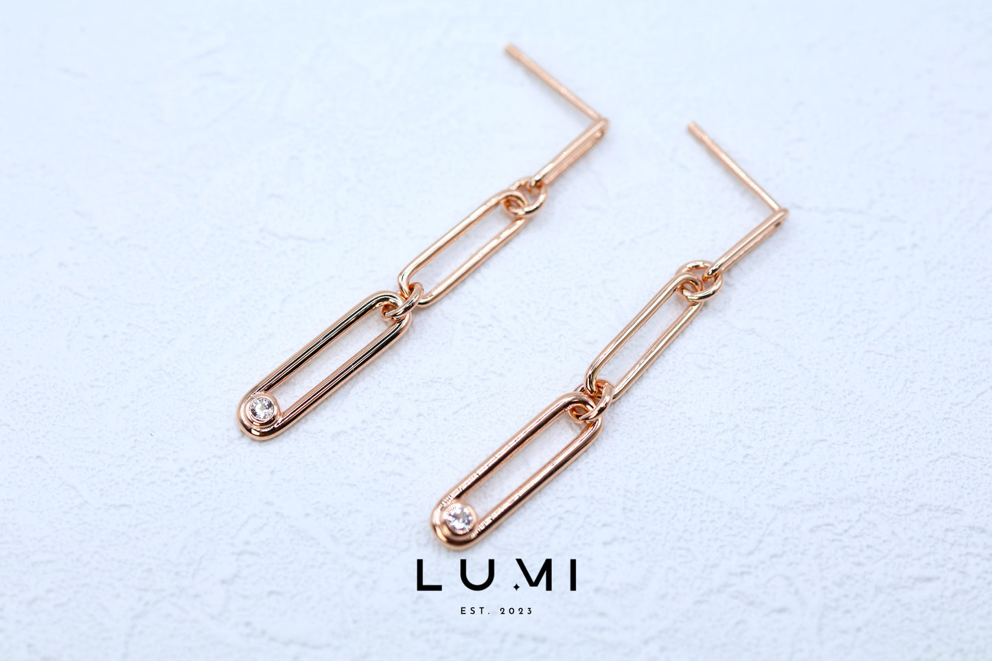 LUMI - Rose Gold Vermeil, Sterling Silver, Natural Topaz Paper Clip Earring