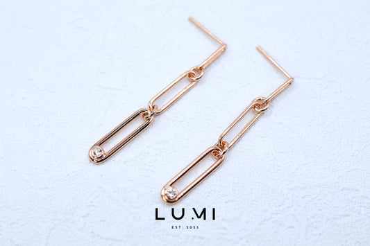 LUMI - Rose Gold Vermeil, Sterling Silver, Natural Topaz Paper Clip Earring