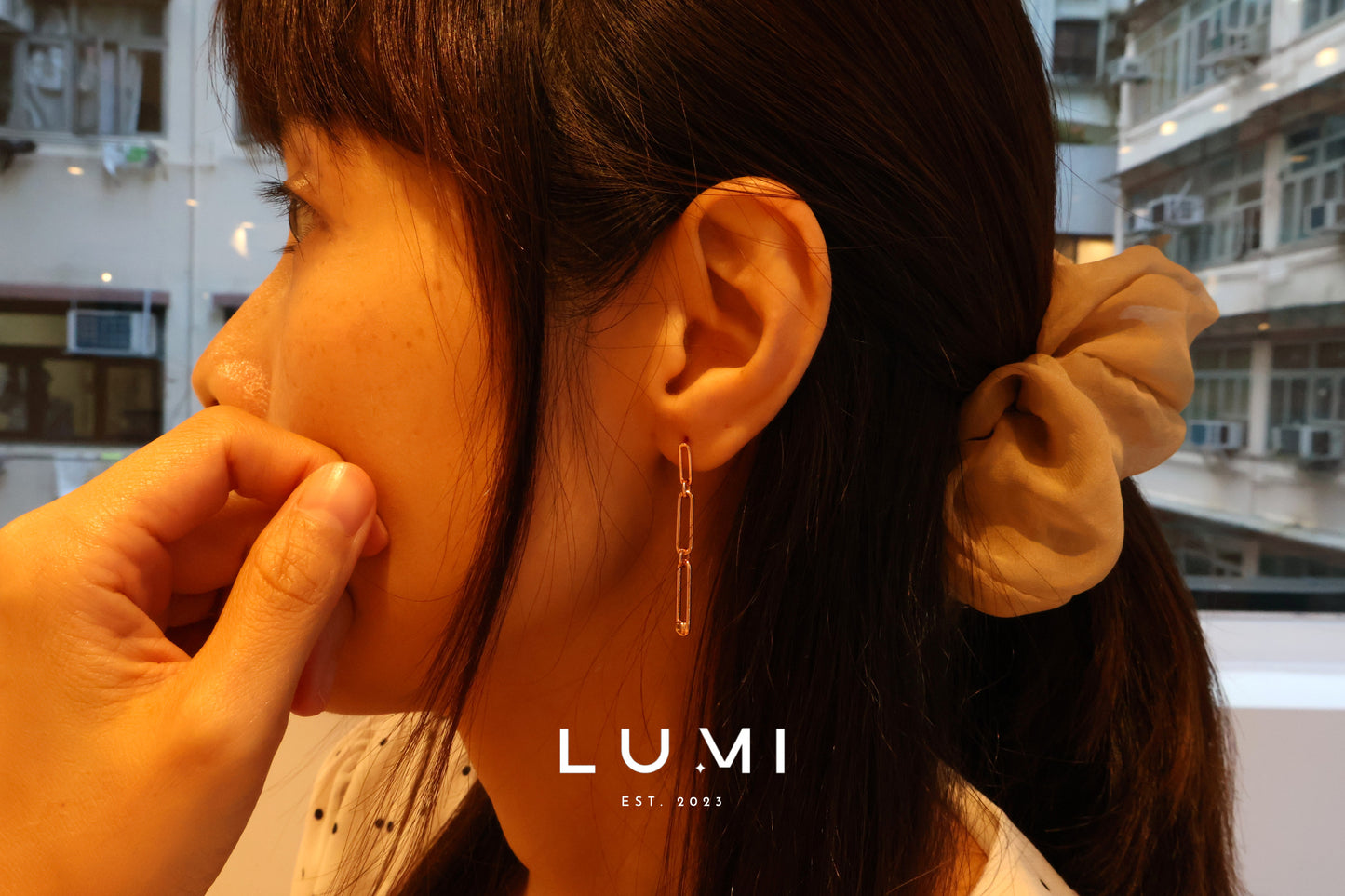 LUMI - Rose Gold Vermeil, Sterling Silver, Natural Topaz Paper Clip Earring