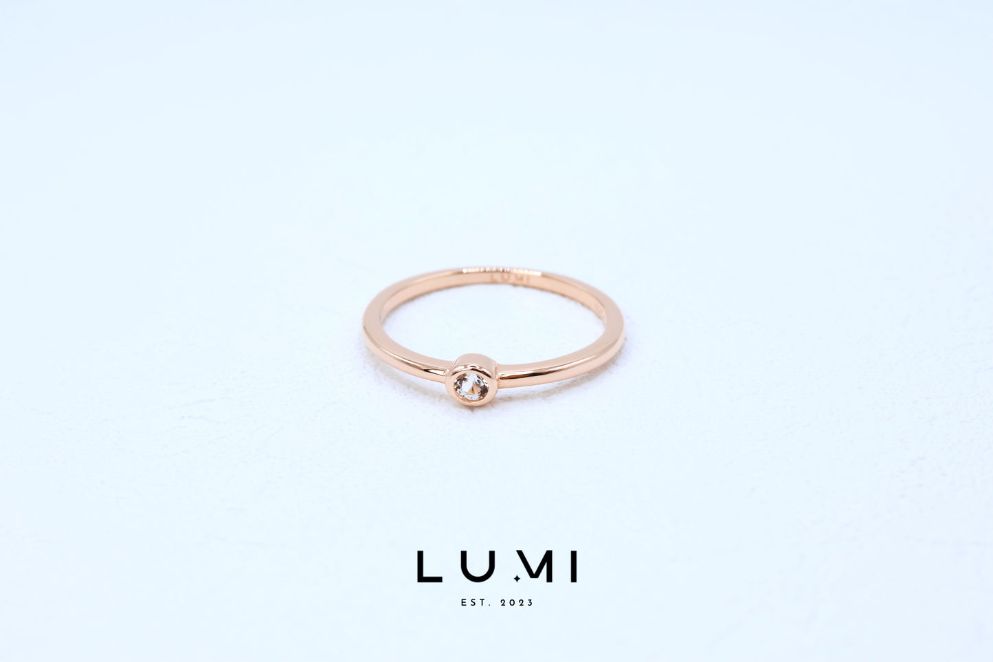 LUMI - 18k Gold Plated, Sterling Silver, Natural Topaz Solitaire Ring