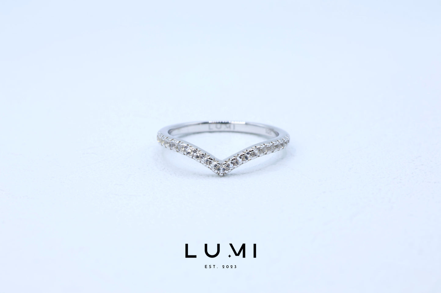 LUMI - Rhodium Plated, Sterling Silver, Natural Topaz V Ring