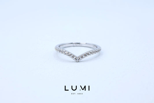 LUMI - Rhodium Plated, Sterling Silver, Natural Topaz V Ring