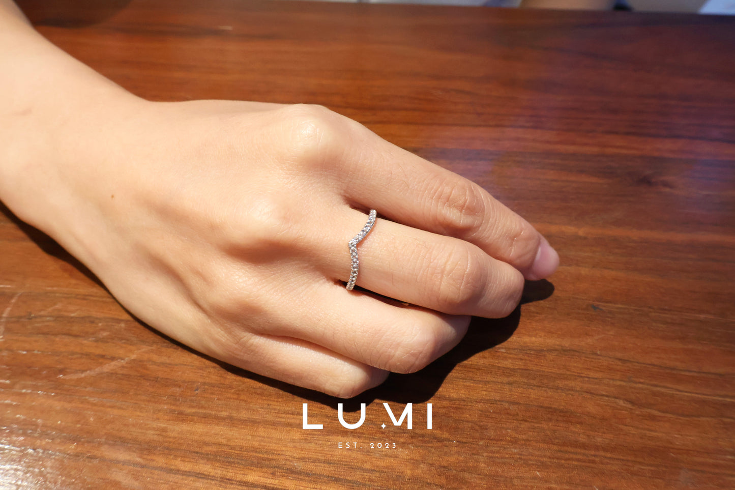 LUMI - Rhodium Plated, Sterling Silver, Natural Topaz V Ring