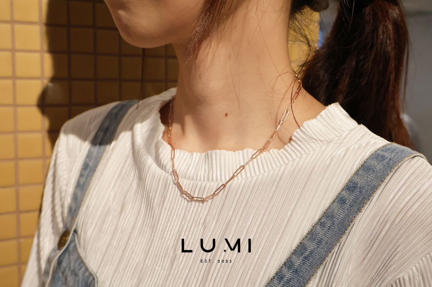 LUMI - 18k Rose Gold Vermeil, Sterling Silver Paper Clip Necklace
