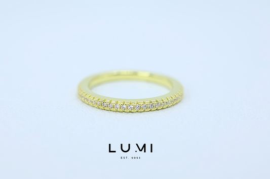 LUMI - 14k Yellow Gold Plated , Sterling Silver Full mounted Eternity Ring