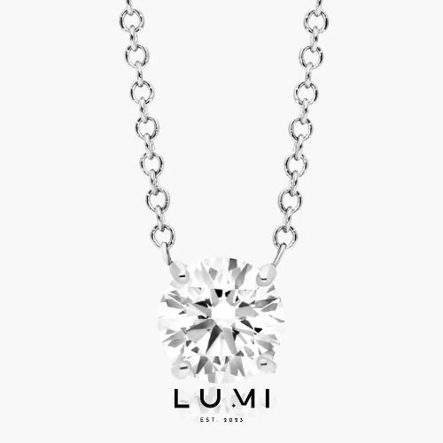 LUMI 18k Solid Gold - 3.01 carat, E color, VS1, IDEAL cut, Lab Grown Diamond Necklace