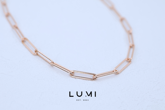 LUMI - 18k Rose Gold Vermeil, Sterling Silver Paper Clip Necklace